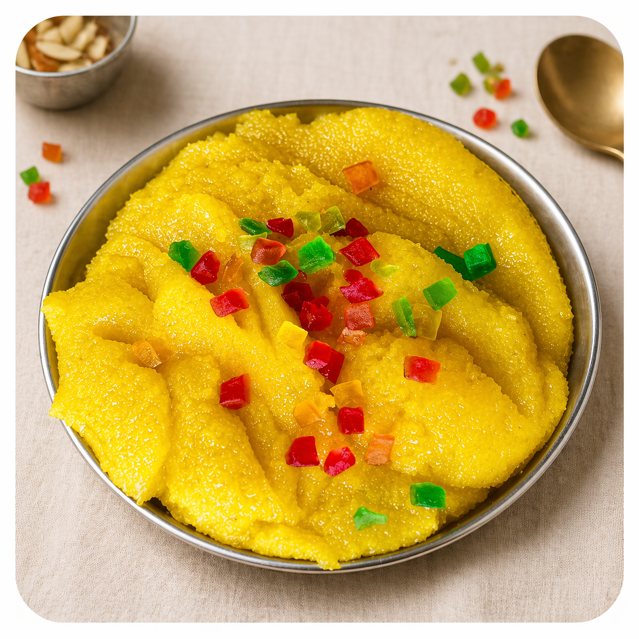 Sweet Sheera dessert served at Samadhan Pohe