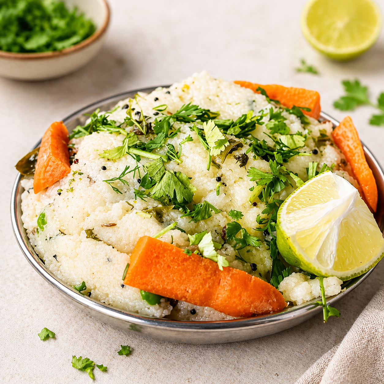Fresh Upma served at Samadhan Pohe